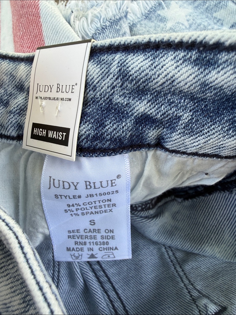 NWT! Judy Blue Women’s Small American Flag Cutoff Denim Jean Shorts - Picture 5 of 5